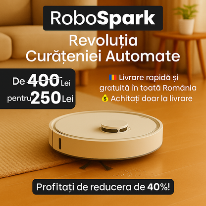 RoboSpark™ – Aspirator robot + 2 lavete mop EXTRA GRATUIT + Cadou special
