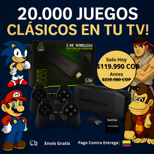 GameStick© – Consola Retro con 20.000 Juegos Clásicos + Mando inalámbrico extra Grátis + Envío Grátis + Pago Contra Entrega